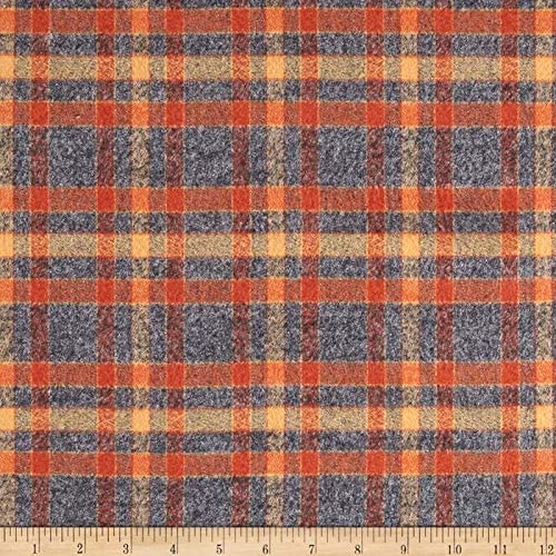 Flannel Fabric - Orange Rust Plaid - By the Yard - 100% Cotton Flannel