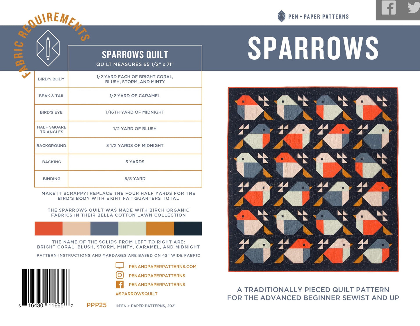 Sparrows Quilt Pattern | Pen & Paper